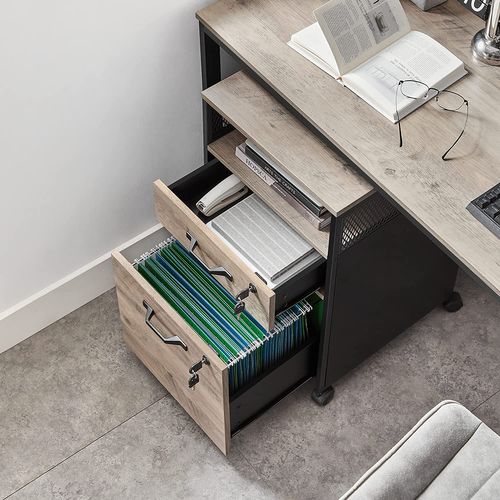 Caisson De Bureau Avec 2 Tiroirs Verrouillables, 42 X 44 X 69 Cm