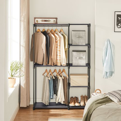 Armoire De Rangement,  Avec Barres De Suspension, Porte-vêtements,112 X 43 X 165 Cm, Gris