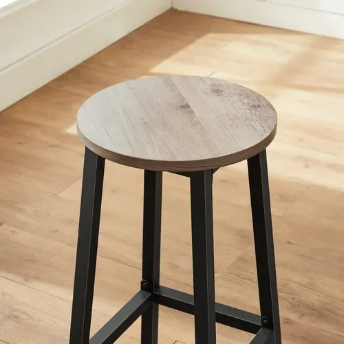 Tabouret De Bar, Lot De 2, Hauteur 65 Cm, Style Industriel, Couleur Grège