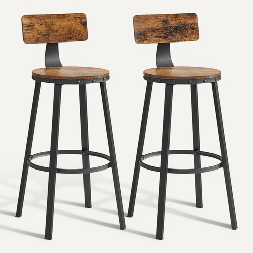Tabouret Bar Industriel, Lot De 2,marron Rustique Et Noir Lbc026b01v1