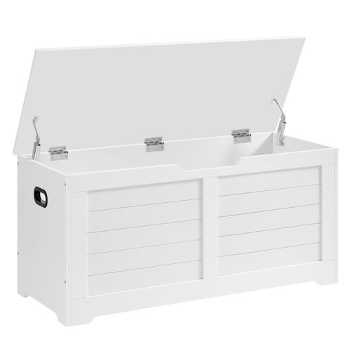 Banc De Rangement, Avec Charnières De Sécurité, Style Moderne, 100 X 40 X 46 Cm, Blanc Mat