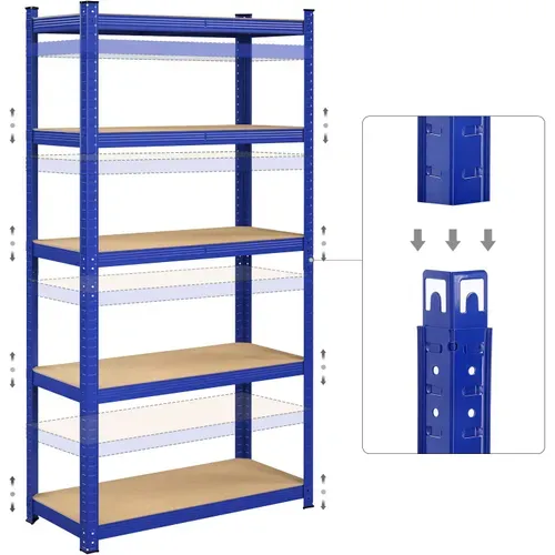 Étagère, Planches Réglables, Lot De 2, 40 X 90 X 180 Cm, Capacité 875 Kg, Bleu