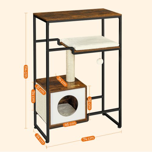 Arbre à Chat, Maison, Niche, Gain De Place, Marron Rustique