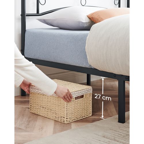 Lit  140 X 190 Cm, 2 Places, Cadre De Lit  En Métal, Montage Facile, Noir