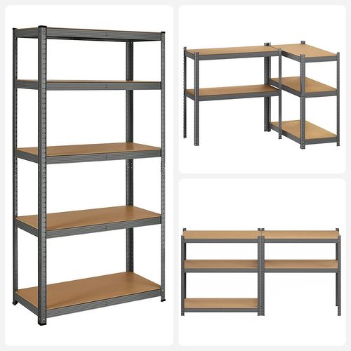 étagère, Planches Réglables, 40 X 90 X 180 Cm, Capacité 875 Kg, Gris
