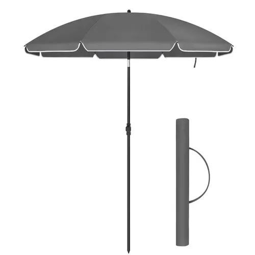 Parasol De 160 Cm, Protection Solaire Upf 50+, Hauteur Réglable, Avec Sac De Transport, Gris