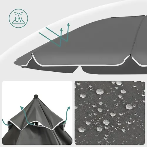 Parasol De 160 Cm, Protection Solaire Upf 50+, Hauteur Réglable, Avec Sac De Transport, Gris