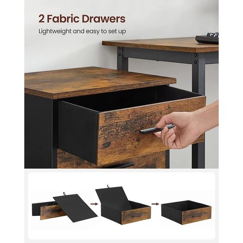 Caisson Bureau, Avec 2 Tiroirs En Tissu, 1 Tiroir En Bois, Avec Roulettes, 43 X 42 X 67,5 Cm