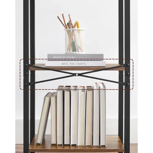 Étagère 4 Niveaux, Bibliothèque, 40 X 24 X 107 Cm, Meuble De Rangement, Marron Rustique Et Noir