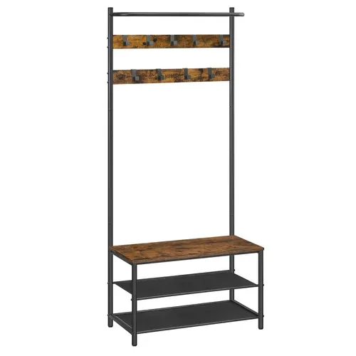 Vestiaire D’entrée, Avec Banc Et Étagère à Chaussures, ‎32.2 X 64 X 180 Cm, Style Industriel
