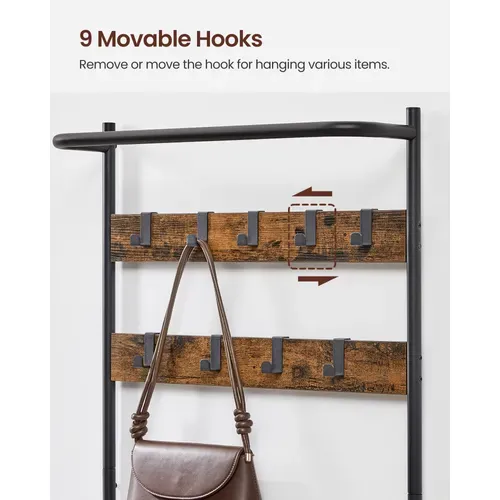 Vestiaire D’entrée, Avec Banc Et Étagère à Chaussures, ‎32.2 X 64 X 180 Cm, Style Industriel