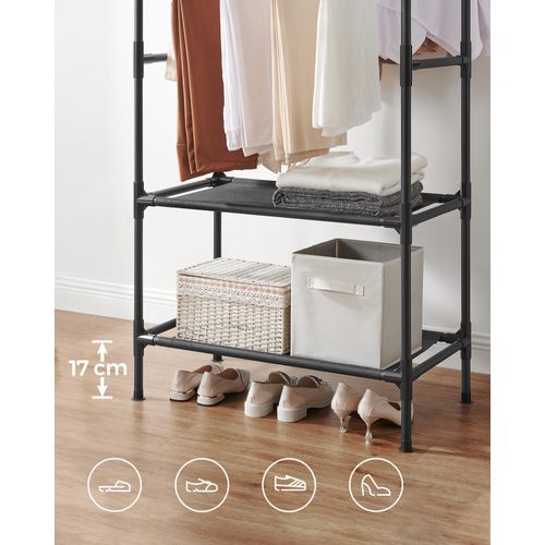 Portant à Vêtements Double Barre, Portemanteau, Penderie Tringle, Organisateur, En Métal, Noir