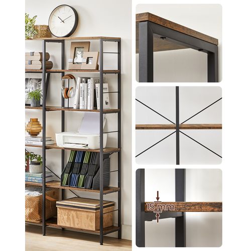 Bibliothèque 6 Niveaux, Étagère De Rangement, 120 X 30 X 172,5 Cm