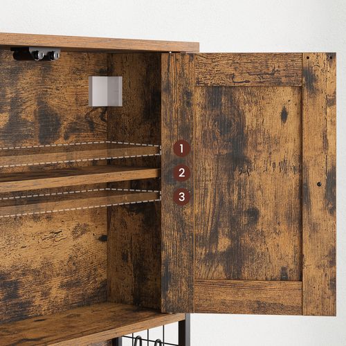 VASAGLE Armoire Murale Salle De Bain - Style Industriel Marron Rustique Et Noir Avec Rangements Astucieux