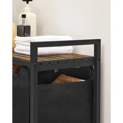 Panier à Linge Sale,  Avec 1 Étagère De Rangement, Sacs En Amovible, Volume De Chaque Sac 38l