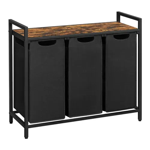 Panier à Linge Sale,  Avec 1 Étagère De Rangement, Sacs En Amovible, Volume De Chaque Sac 38l