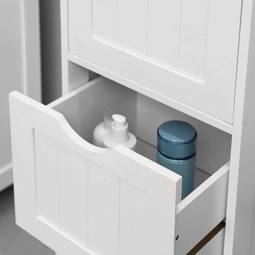Armoire De Salle De Bain à 3 Tiroirs, 32 X 30 X 81 Cm, Style Nordique Scandinave, Blanc Mat
