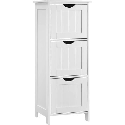 Armoire De Salle De Bain à 3 Tiroirs, 32 X 30 X 81 Cm, Style Nordique Scandinave, Blanc Mat