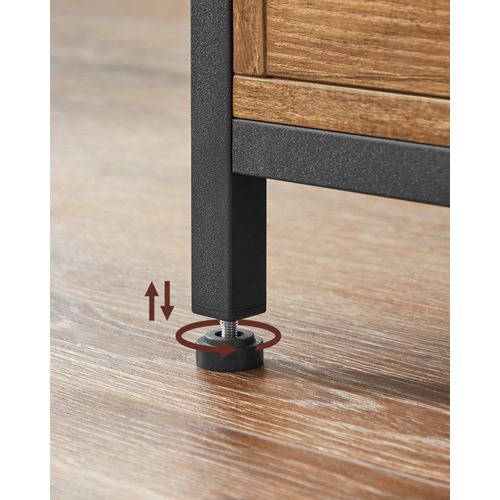 Table Basse, Avec 2 Tiroirs Et 1 Compartiment Ouvert,100 X 55 X 45 Cm, Marron Châtaigne Et Noir