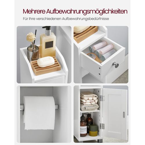 Meuble Rangement Salle De Bain WC - Étagère En PP Blanc 22x20x75 Cm - Gain De Place Design