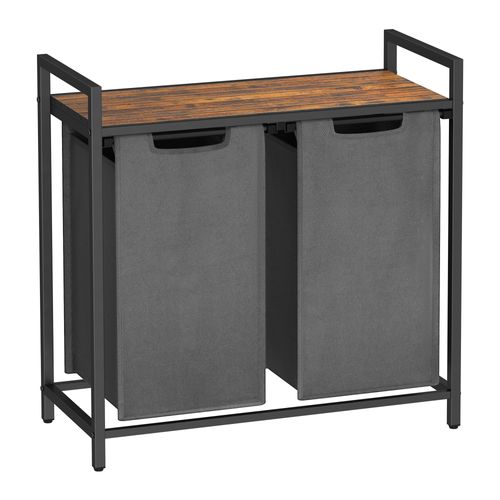 Panier à Linge Avec 2 Sacs En Tissu Oxford Amovibles, Cadre En Métal, 2 X 46l, 73 X 33 X 72 Cm