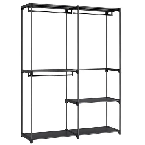 Armoire Chambre, Porte-vêtements, Penderie, 43 X 138 X 182 Cm, 3 Compartiments De Suspension, Noir