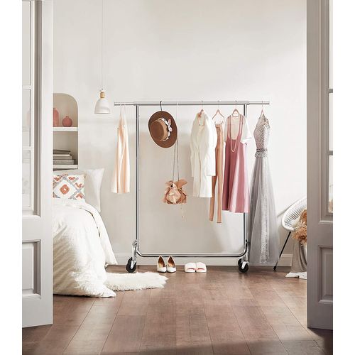 Portant à Vêtements Avec Roulettes, Lot De 2, Capacité De Charge 130 Kg, Argent Hsr011s02