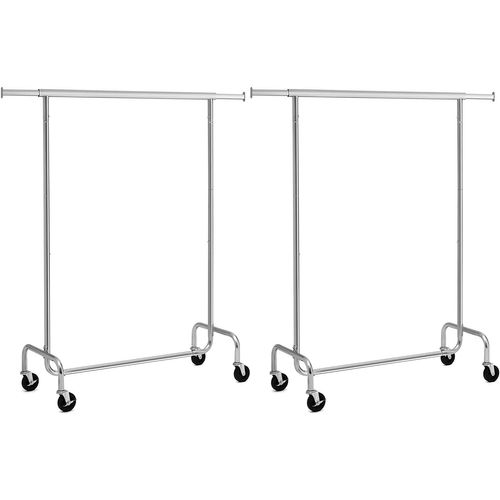 Portant à Vêtements Avec Roulettes, Lot De 2, Capacité De Charge 130 Kg, Argent Hsr011s02