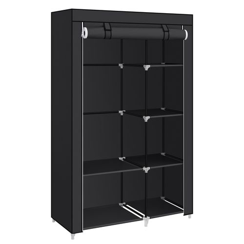 Armoire à Vêtements, 2 Tringles à Vêtements, 6 Niveaux, 45 X 105 X 168 Cm,  Noir