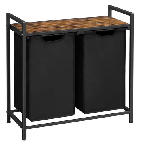 Panier à Linge Avec 2 Sacs En Tissu Oxford Amovibles, Cadre En Métal, 2 X 46l, 73 X 33 X 72 Cm