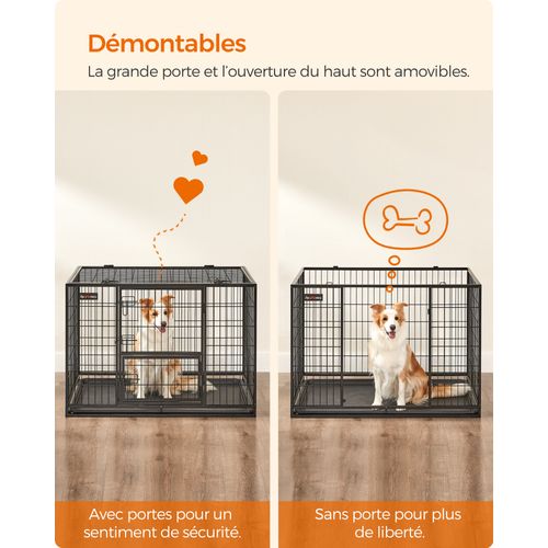 Cage Pour Chien Lourd, 107 X 70 X 74,9 Cm, Pour Chiens De Taille Grande Et Moyennet, Anti-fugue, Dou