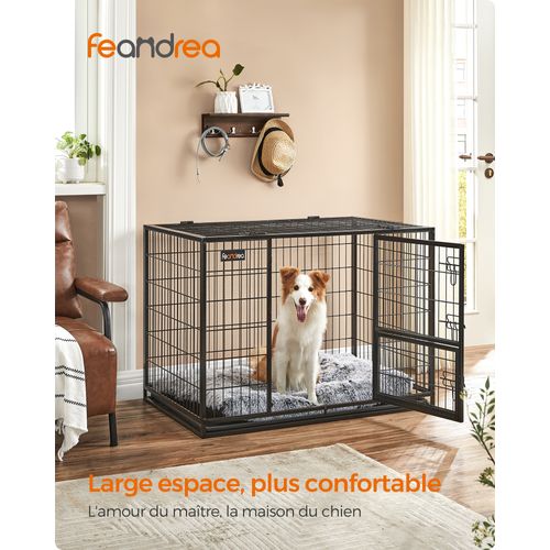 Cage Pour Chien Lourd, 107 X 70 X 74,9 Cm, Pour Chiens De Taille Grande Et Moyennet, Anti-fugue, Dou