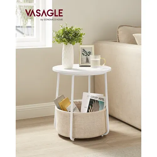 Bout De Canapé Avec Panier En Tissu, Espace De Rangement, Pour Salon, Chambre, Table De Chevet, Styl