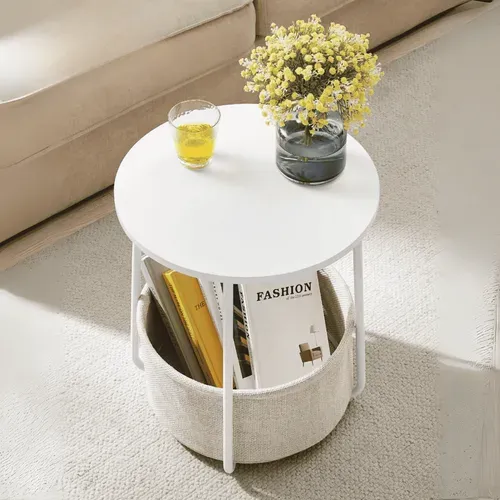 Bout De Canapé Avec Panier En Tissu, Espace De Rangement, Pour Salon, Chambre, Table De Chevet, Styl