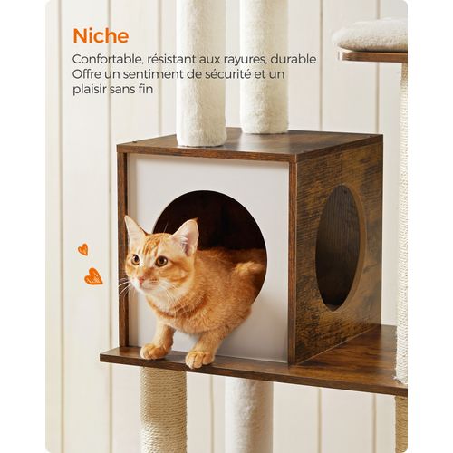 Arbre À Chat, Tour De Jeux Moderne 165 Cm, Avec 5 Griffoirs, Coussins Lavables Et Amovibles
