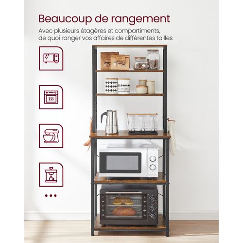 Étagère De Cuisine, Étagère Pour Machine à Café,pour Four à Micro-ondes,40 X 60 X 167 Cm, Marron