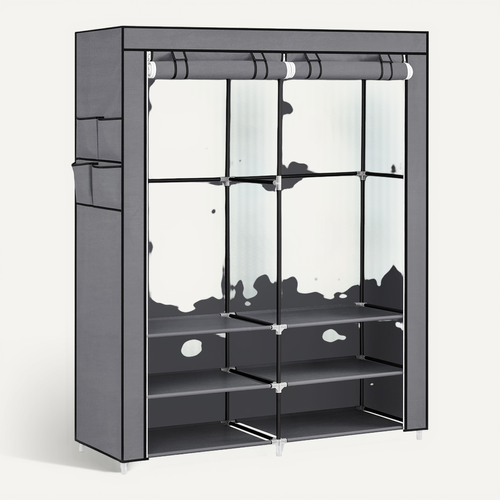 Armoire Chambre En Tissu, 45 X 127 X 176 Cm Cm,4 Pochettes, Grande Capacité, Chambre, Salon, Gris