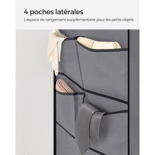 Armoire Chambre En Tissu, 45 X 127 X 176 Cm Cm,4 Pochettes, Grande Capacité, Chambre, Salon, Gris