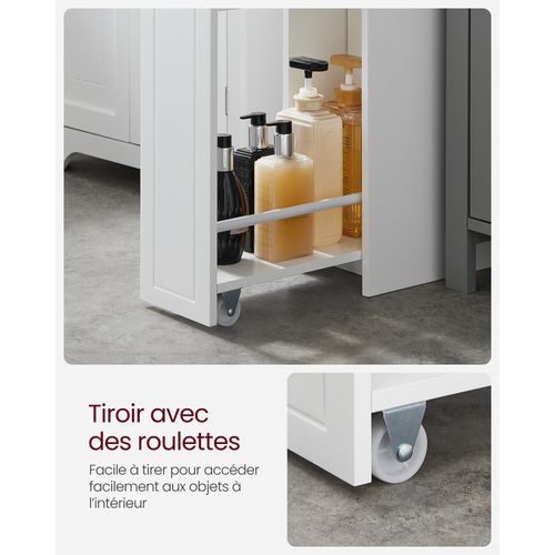 Petit Meuble De Salle De Bains, Pour Papier Toilette, Avec Tiroir, Blanc