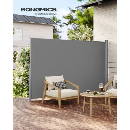 Paravent Extérieur, 200 X 400 Cm, Store Latéral Rétractable, Brise-vue, Protection Solaire, Opaque