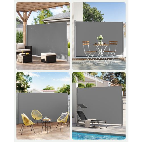 Paravent Extérieur, 200 X 400 Cm, Store Latéral Rétractable, Brise-vue, Protection Solaire, Opaque