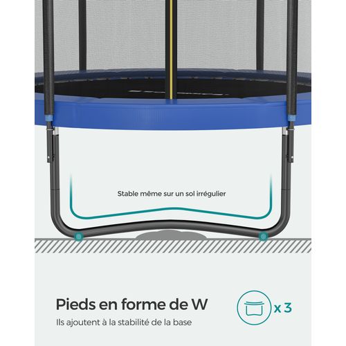 Trampoline, 244 Cm, Avec Filet De Sécurité Intérieur, échelle, Pour Enfants Et Adultes,bleu