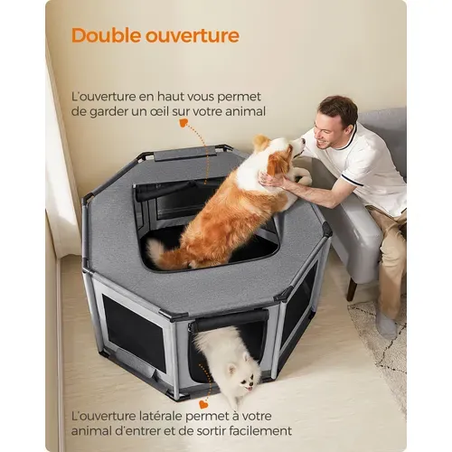 Parc Pour Chien En Tissu Oxford, Clôture Octogonale, Enclos, Taille L, 112 X 112 X 62 Cm