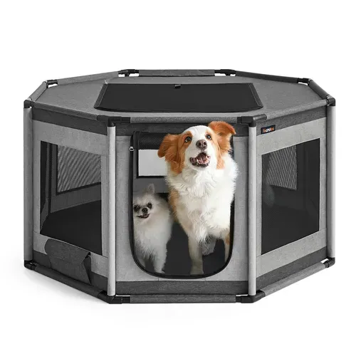 Parc Pour Chien En Tissu Oxford, Clôture Octogonale, Enclos, Taille L, 112 X 112 X 62 Cm
