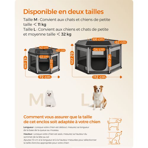 Parc Pour Chien En Tissu Oxford, Clôture Octogonale, Enclos, Taille L, 112 X 112 X 62 Cm