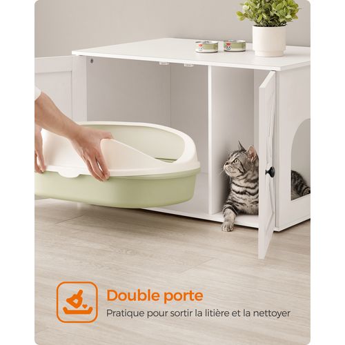 Maison De Toilette Chat, Meuble Litière Chat, Avec Séparateur Amovible, Cache-litière Pour Chat