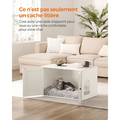 Maison De Toilette Chat, Meuble Litière Chat, Avec Séparateur Amovible, Cache-litière Pour Chat