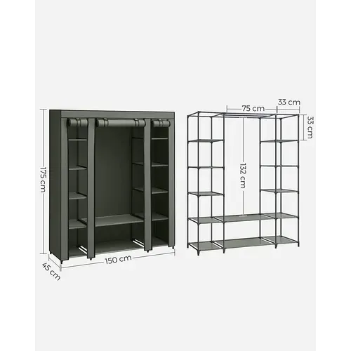 Armoire De Rangement En Tissu, Penderie Avec Housse, Placard, 45 X 150 X 175 Cm, Vert Olive