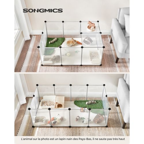 Parc Enclos, Cage, Clôture, Avec Plancher, Intérieur, Modulable, En Plastique, Blanc