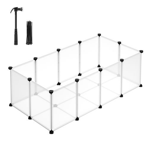 Parc Enclos, Cage, Clôture, Avec Plancher, Intérieur, Modulable, En Plastique, Blanc